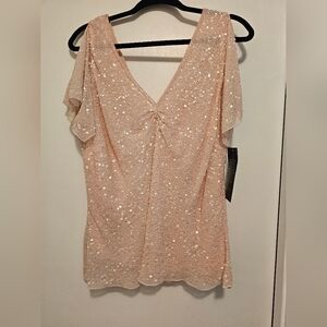 Together Pink Sequin V-Neck Blouse
